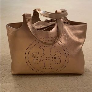 Tory Burch- Rose gold logo tote